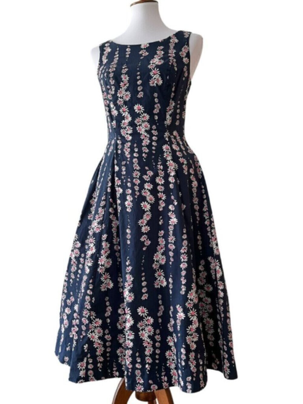 Boden Small Dress Cotton Retro Classic 4 Wedding guest 50s Pinup Cottage Daisies